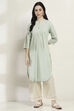 Green Printed Straight Kurta